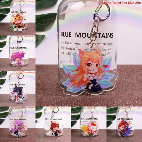 Porte-clés de voiture mignon, dessin animé, ligue des nouvelles légendes LOL, figurine en acrylique, Rakan/Ahri/Riven/Yasuo, sac pendentif, clé charme de voiture ► Photo 1/6