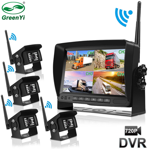 GreenYi – caméra de recul AHD numérique sans fil, Kit de moniteur de stationnement DVR pour camion/remorque/Bus/RV/Pickups ► Photo 1/6