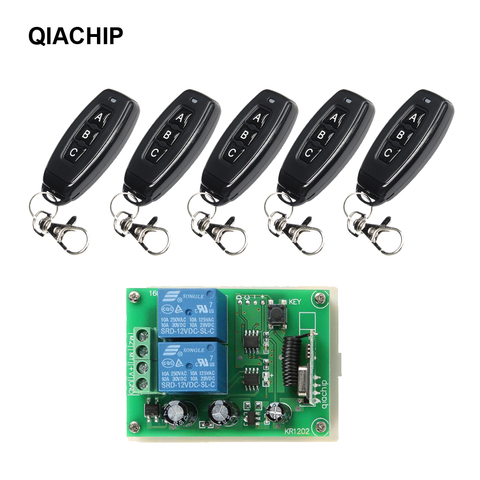 QIACHIP – interrupteur télécommande sans fil universel 433.92Mhz, Module récepteur relais RF + télécommande émetteur RF DC 12V 2CH ► Photo 1/6