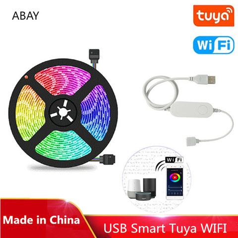 1m 2m 3m 4m 5m DC5V bande LED USB lumière rvb TV arrière-plan lumières Tuya Wifi contrôleur Alexa voix APP contrôle 5050 SMD bande lampe ► Photo 1/6