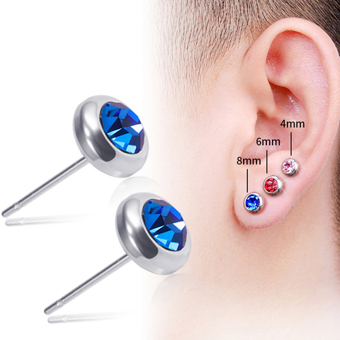 Boucles d'oreilles pour garçons et filles, en Zircon véritable, aiguille médicale en titane, taille pièces/sac, 4/6/8mm, pour bricolage, pour fête ► Photo 1/4