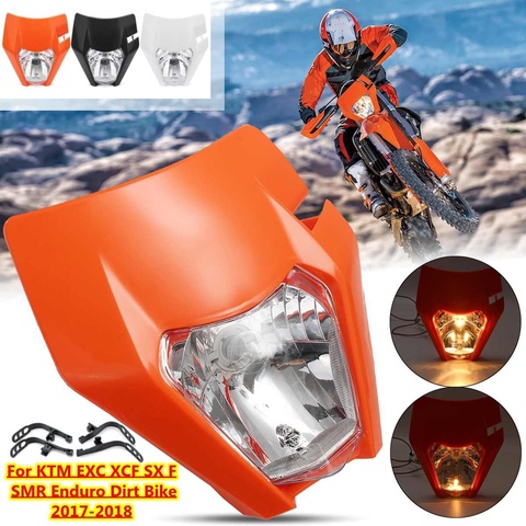 Phare avant moto 12V 35W pour KTM EXC XCF F SMR Enduro Dirt Bike 2017-2022 noir blanc Orange ► Photo 1/6