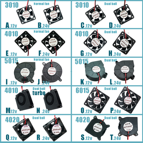 3010/4010/4020/5015/6015mm huile/hydraulique/double roulement à billes ventilateur 12v/24v refroidisseur ventilateur de refroidissement ventilateur 2 broches pour créalité ender3 cr10 ► Photo 1/6