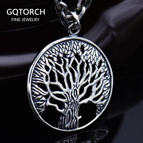 Collier pendentif arbre de vie pour femmes et hommes, amulette, nœud, nœud, bijoux en argent Sterling 925, Vintage nordique Talisman ► Photo 1/4