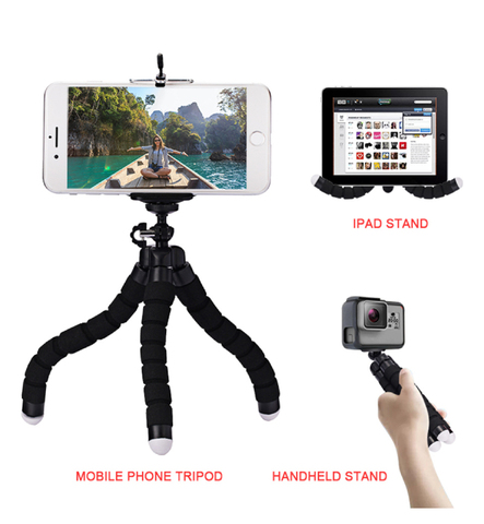 Téléphone trépied HolderClip support souple éponge pieuvre Mini trépied pour IPhone Mini caméra Huawei Xiaomi Samsung Gopro 9 8 7 5 DJI ► Photo 1/6