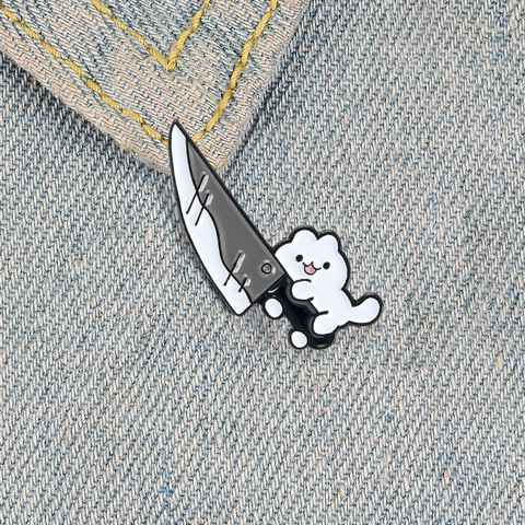 Broche de chat, dessin animé créatif, personnalité exquise, couteau de chat à la mode, vêtements de Cowboy, Badge assorti pour hommes et femmes ► Photo 1/6