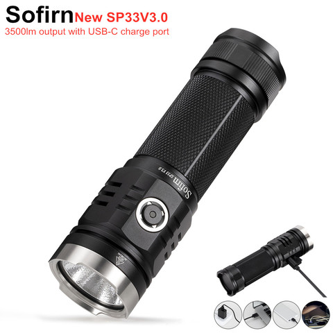 Sofirn SP33V3.0 3500lm puissant lampe de poche LED Type C USB Rechargeable lampe torche Cree XHP50.2 avec indicateur de puissance ► Photo 1/6