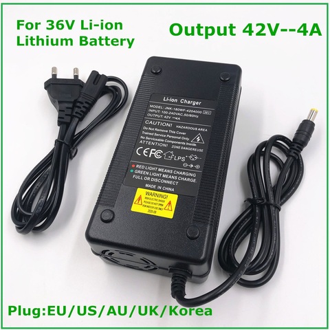 Chargeur intelligent de batterie Li-ion 42V 4A, pour vélo électrique série 10 36V 37V, charge rapide 5.5mm x 2.1mm ► Photo 1/6