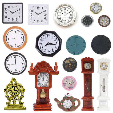 Horloge murale octogonale pour maison de poupée, multifonction, alarme, oiseau, accessoires miniatures, simulation de jeu, meubles de salon, jouets ► Photo 1/6