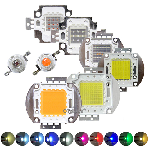 Puce de croissance LED haute puissance, 1, 3, 5, 10, 20, 30, 50, 100W, SMD, lumière COB, blanc chaud-froid, rouge, vert, bleu, rvb, spectre complet ► Photo 1/6