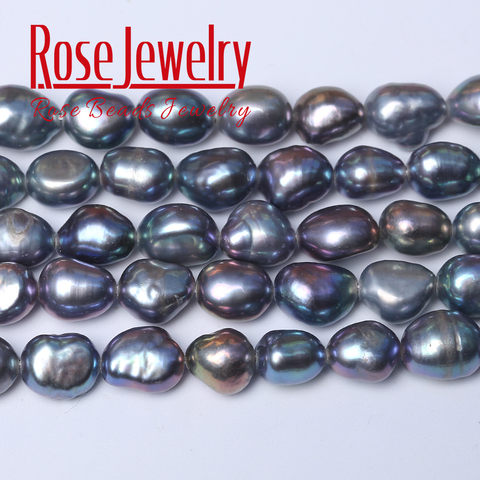 Perles de culture en argent 100% naturel pour la fabrication de bijoux, perles noires verticales perforées, brin de 36 cm, qualité 5A ► Photo 1/6