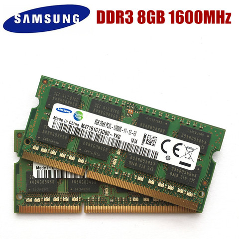 Samsung 8GB PC3 PC3L-12800S 10600S DDR3 1333 1600 Mhz 8gb mémoire pour ordinateur portable DDR3L 8G PC3L 12800S 1600 MHZ Module pour ordinateur portable SODIMM RAM ► Photo 1/3