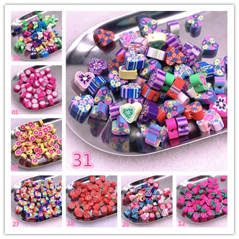 Perles fruitières colorées 10mm, 30 pièces, perles en argile polymère, grosses espacées, pour la fabrication de bijoux, accessoires Bracelet à bricoler soi-même ► Photo 1/6