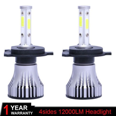 Ampoule de phare de voiture Super lumineuse, 4 côtés, LED H4 H11 H8 HB4 9006 9005 HB3 12000LM 6000K, faisceau haut et bas, accessoires de voiture, nouveau ► Photo 1/6