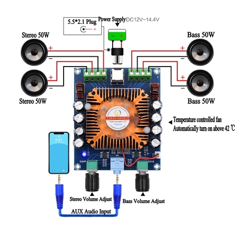 TDA7850 4 canaux 4x50 W HIFI voiture stéréo Audio carte amplificateur subwoofer amplificateur basse ampli Home cinéma XH-A372 ► Photo 1/6