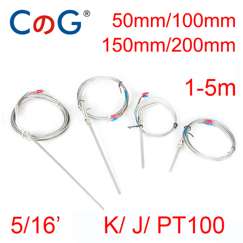 Câble CG 5/16 'K J PT100 Type 1m 2m 3m 5m, 50mm 100mm 150mm 200mm, sonde capteur de température pour Thermocouple, contrôleur de température ► Photo 1/6