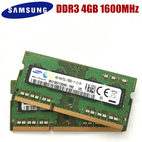 SAMSUNG – RAM DDR3 SODIMM pour ordinateur portable, Module de mémoire vive, capacité 2 go 8 go 4 go PC3L-12800S Mhz, fréquence 1600MHZ, PC3L, 1600Mhz ► Photo 1/6