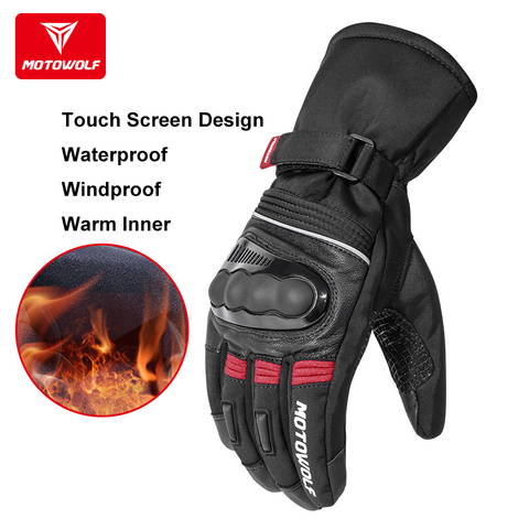 Coupe-vent imperméable à l'eau Moto gants hiver chaud Invierno réfléchissant antidérapant tactile utiliser de longs gants d'équitation Gant Moto Luvas ► Photo 1/6