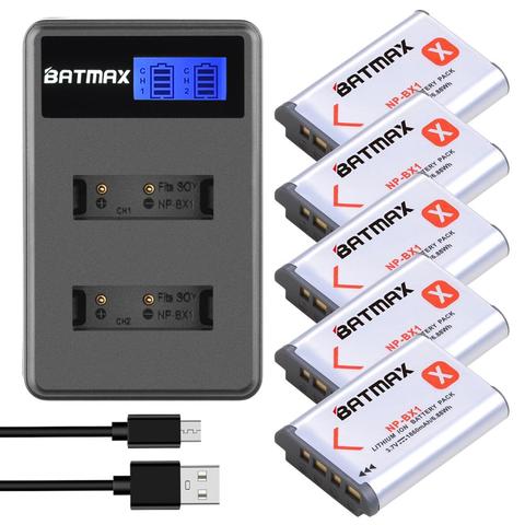 Batmax NP-BX1 NP BX1 NPBX1 batterie 1860mAh + LCD Double Chargeur Pour Sony FDR-X3000R RX100 AS100V AS300 HX400 HX60 AS50 WX350 AS300V ► Photo 1/6