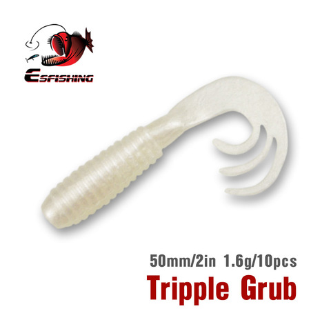 Esfishing Leurre appât 10 pcs 5 cm/1.6g Esfishing TRIPLE Grub leurres De Pêche Doux Silicone Crankbait Odeur S'attaquer pêche en mer ► Photo 1/6