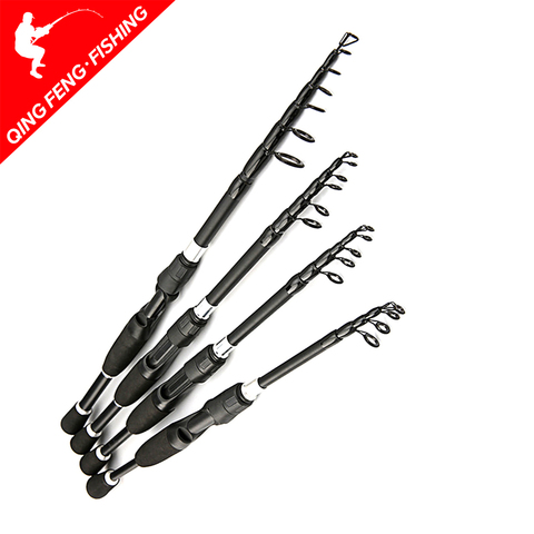 Canne à pêche Spinning télescopique Ultra courte de 1.6 à 2.4m, accessoire multifonctionnel en carbone de voyage ► Photo 1/6