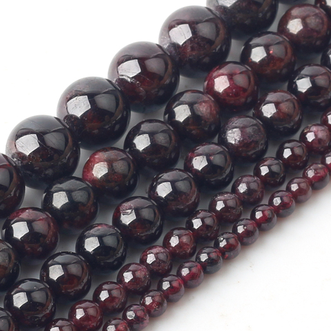 Perles rondes en grenat naturel AAA +, pour la fabrication de bijoux, matériel de 4, 6, 8, 10 ou 12mm, brin 15 '', vente en gros ► Photo 1/6