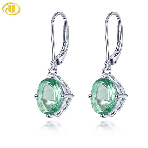 Boucle d'oreille en argent Fluorite naturelle 6.58 Carats Fluorite colorée Style décontracté S925 boucle d'oreille pour les femmes cadeaux d'anniversaire nouvel an ► Photo 1/6