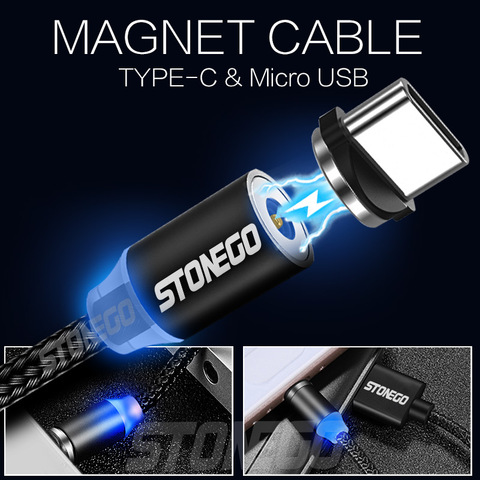 Câble USB magnétique STONEGO câble de Charge rapide USB type C chargeur magnétique Charge de données câble Micro USB câble de téléphone portable cordon USB ► Photo 1/6