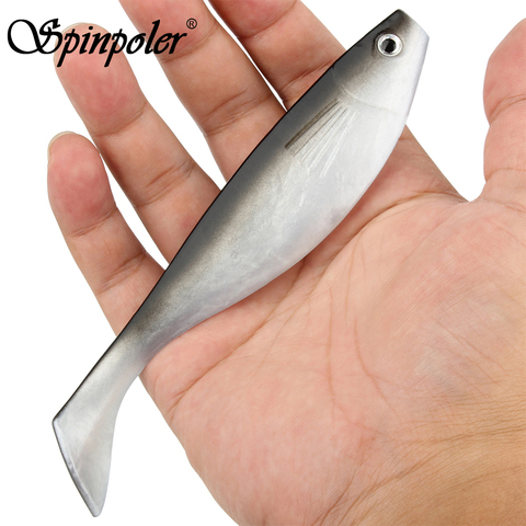 Spinpoler – lot d'appâts en plastique Ultra souples pour attraper des poissons comme les bars, en caoutchouc et Silicone, avec queue de pagaie en forme d'oeil de poisson 3D, 1 paquet ► Photo 1/6