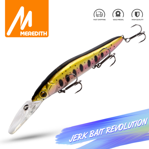 MEREDITH – appât dur artificiel pour la pêche, leurre pour attraper des poissons, matériel pour pêcher des bars, des brochets, des ménés, avec un flotteur lent, profondeur de 0 à 3m, 110mm, 15.8g ► Photo 1/6