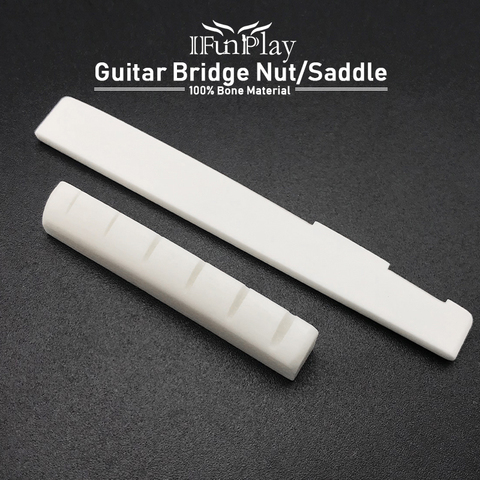 Ensemble de 2 pièces pour guitare acoustique, 6 cordes en os, selle de pont à cordes, blanc et écrou pour Instrument de musique, nouveau ► Photo 1/6