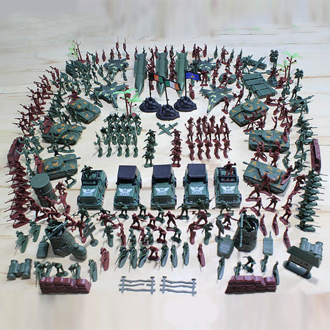 Enfants 307 pièces en plastique militaire soldat armée Base modèle armée hommes Figures bataille groupe arme accessoires Playset enfants jouets ► Photo 1/6