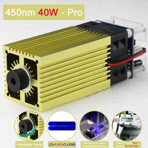 Module laser 40W 450nm, tête laser utilisée pour la gravure et la découpe laser machine outils en bois ► Photo 1/6