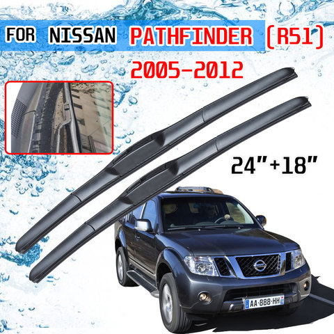 Balais d'essuie-glace avant pour Nissan Pathfinder, accessoires de voiture, pour modèles R51 2005 2006 2007 2008 2009 2010 2011 2012 ► Photo 1/6