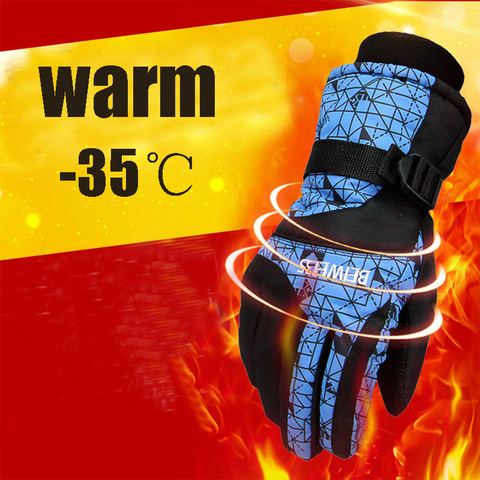 Gants de Ski thermiques imperméables pour hommes et femmes, coupe-vent, neige, moto, gants chauffants, taille unique ► Photo 1/6