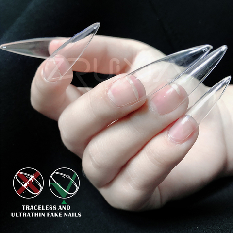 Ensemble de Faux Ongles en forme de cercueil, couverture complète, Stiletto transparent, affichage des pointes, 120 pièces/sac ► Photo 1/5