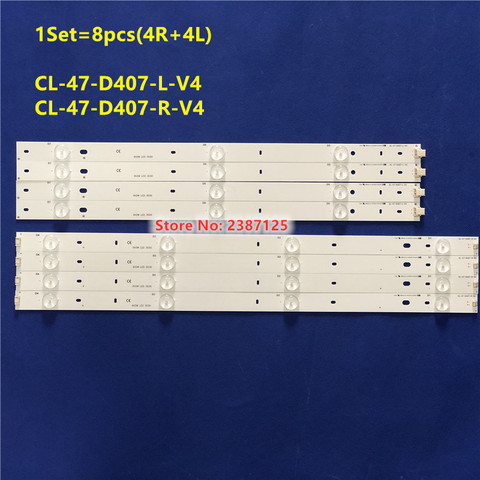 1 ensemble = 8 pièces (4R + 4l) LED bande de rétro-éclairage pour Ph illips 47 pouces TV CL-47-D407-R-V4 CL-47-D407-L-V4 47PFG4109/78 TPT470H1-DUJFFE ► Photo 1/6