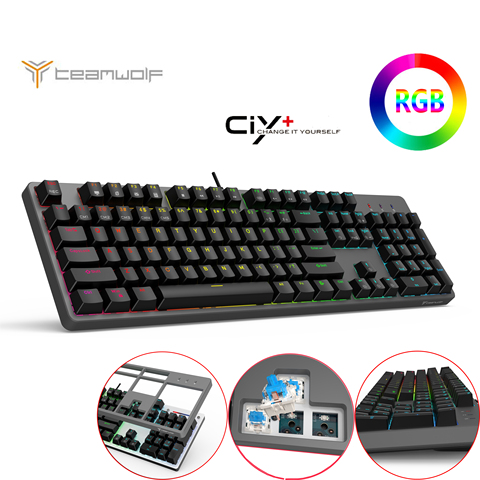 TEAM WOLF – clavier mécanique X35 rétro-éclairé rvb, Anti-ghosting, avec interrupteur CIY rouge/bleu/noir/marron, pour ordinateur PC Gamer ► Photo 1/6