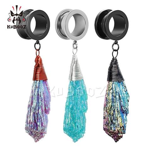 KUBOOZ-boucles d'oreilles à vis, Tunnels de Piercing, bijoux de corps en acier, boucles d'oreilles en cristal, idée cadeau pour femmes ► Photo 1/6