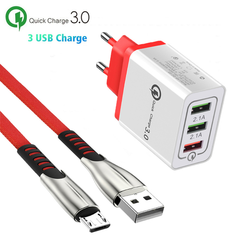 Chargeur de voyage rapide QC 3.0, câble Micro USB pour Huawei Honor 8 10 9 Lite 7A 7C Pro Xiaomi Redmi 7A 6A 4A 4X 5A Note 4 5 6 ► Photo 1/6