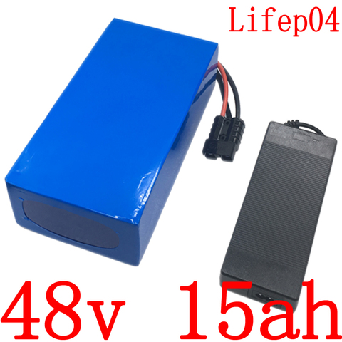 Batterie au lithium lifepo4 48V, 15ah, 12ah, 1000W, pour vélo électrique, avec chargeur 54.6V, 2a, sans taxes ► Photo 1/5