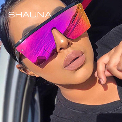SHAUNA plat haut classique carré lunettes de soleil femme marque concepteur violet miroir revêtement nuances UV400 ► Photo 1/6