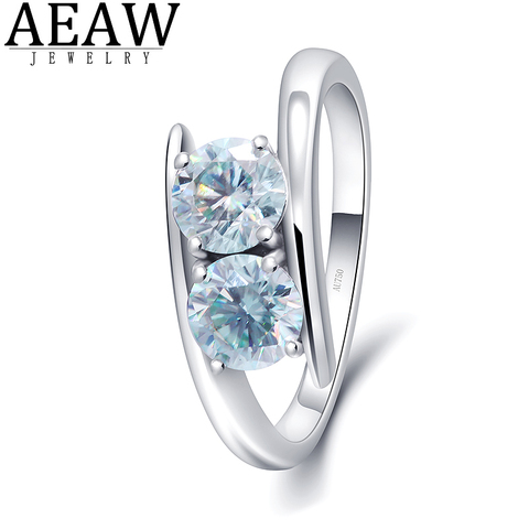 AEAW 10K or blanc 100% 1ctw naturel Moissanite pierres précieuses anneaux pour les femmes à la main anneaux de fiançailles mariée cadeau beaux bijoux ► Photo 1/6