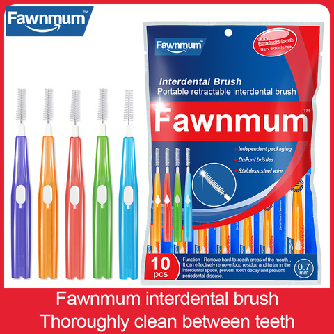 Fawnmama – brosse interdentaire 0.6-1.2mm, cure-dents Push-Pull, propre, outil dentaire, brosse orthodontique en forme de I ► Photo 1/6