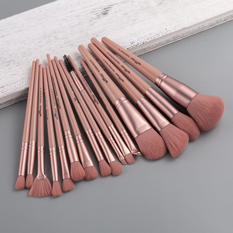 ANMOR 16 pièces pinceaux de maquillage ensemble poudre Blush ventilateur Contour brosse fard à paupières mélange brosse ombrage sourcil Contour maquillage outil ► Photo 1/6