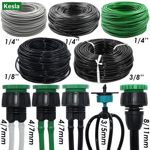 KESLA – tuyau d'arrosage au goutte-à-goutte en PVC, tuyau d'arrosage de jardin 3/5mm 4/7mm 8/11mm, 1/8 ''1/4'' 3/8 '', noir, blanc, vert, pour plantes fleuries ► Photo 1/6