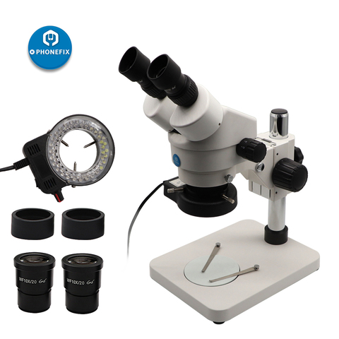 Microscope binoculaire stéréo 7x-45x, simulateur de focale d'objectif, Zoom en continu, avec lumière LED pour téléphone et cartes mères, ensemble de microscopes pour soudage ► Photo 1/6