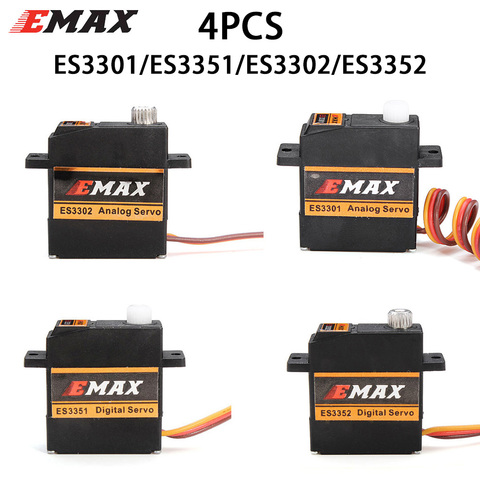 Emax ES3301 ES3351 ES3302 ES3352 9mm 4.8V-6V Servo analogique/numérique engrenage métallique pour avion RC planeur Rc Drone, 4 pièces/lot ► Photo 1/6