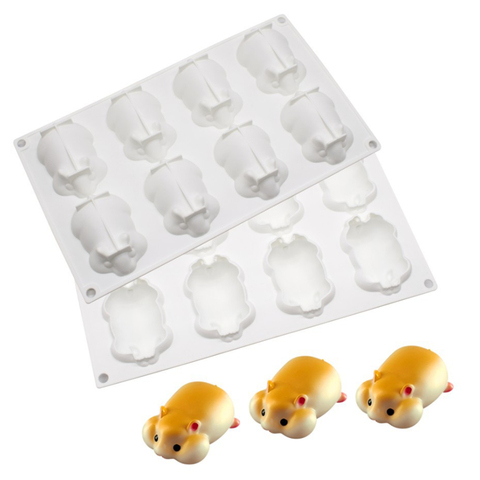 Moule à gâteau en forme de souris en Silicone, à 8 cavités, en forme de Hamster mignon, à Mousse, pour Dessert, outils de décoration de gâteaux ► Photo 1/6