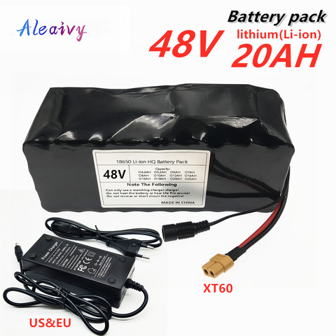 Aleaivy – batterie Lithium 48V, 20ah, avec BMS 18650, pour vélo et Scooter électrique, avec prise en T/xt60 ► Photo 1/6